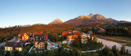 Village Tatranska Lomnica in Slovakia - panoramic viewの写真素材