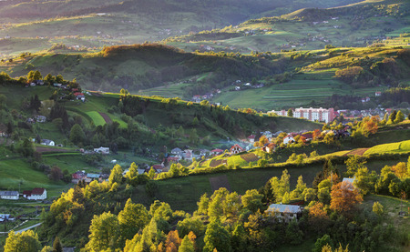 Green spring rural hills landscape, Slovakiaの写真素材