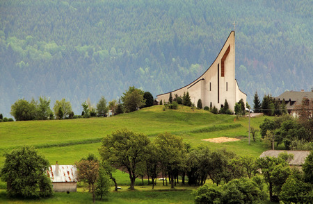 Church in green countryside - Hrinova, Slovakiaの写真素材