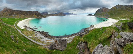 Utakleiv beach in norway, panorama の写真素材