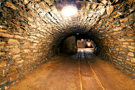 Underground mine tunnel, mining industryの写真素材