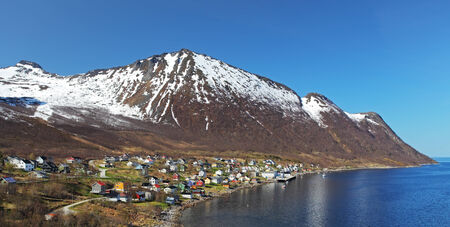 Panoramic evening view over beautiful Senja island in autumnの写真素材