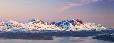 Sunset in moutain with fjord - Tromsoの写真素材