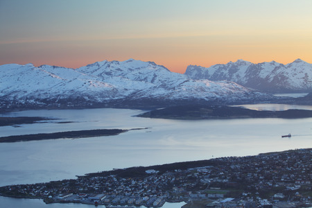 Norway city - Tromso at sunsetの写真素材