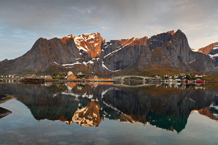 Sunrise in Norway with reflectionの写真素材