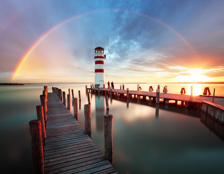 Lighthouse at Lake Neusiedl - Austriaの写真素材