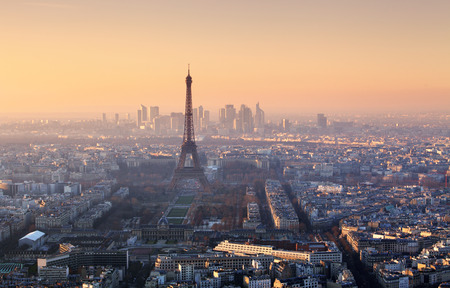 Panorama of Paris at sunsetの写真素材
