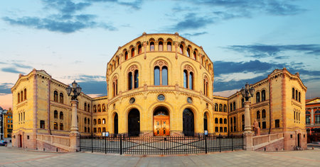 Oslo stortinget parliament, Norwayのeditorial素材
