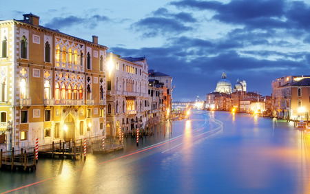 Grand Canal at night, Veniceの写真素材