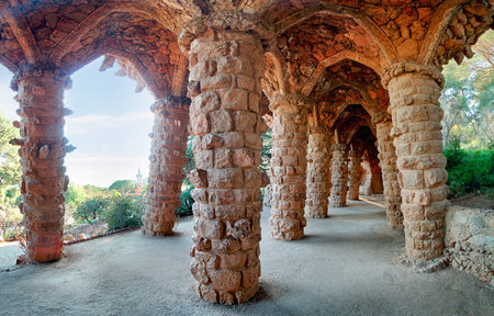 Park Guell in Barcelona, nobody.のeditorial素材
