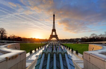 Paris, Eiffel tower at sunrise.の写真素材