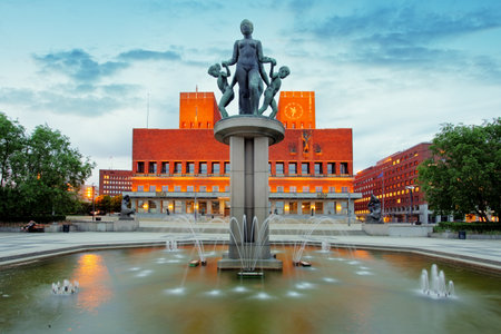 City Hall - Radhuset, Oslo, Norwayのeditorial素材