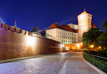 Wawel Castle in the evening in Krakow, Polandのeditorial素材