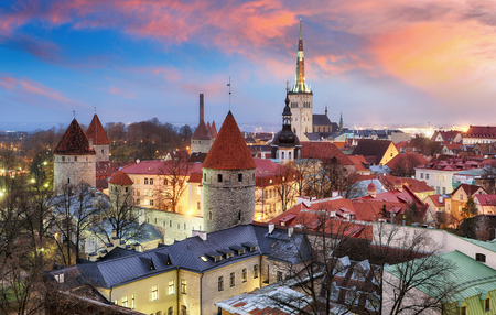 Tallin city, Estonia at sunriseの写真素材