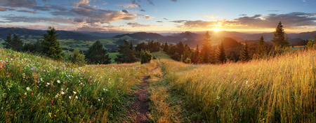 Beautiful summer panoramic landscape in mountains - Pieniny / Tatras, Slovakiaの写真素材