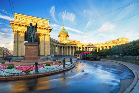 Cathedral of Our Lady of Kazan in St. Petersburg at sunriseのeditorial素材