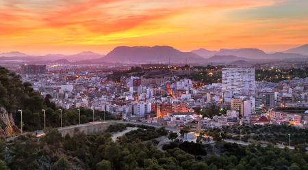 Panorama of Alicante from Castle of Santa Barbara. Alicante, Valencian Community, Spain.の写真素材