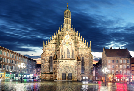 Nuremberg Hauptmarkt - cathedral  , Bavaria, Germanyの写真素材