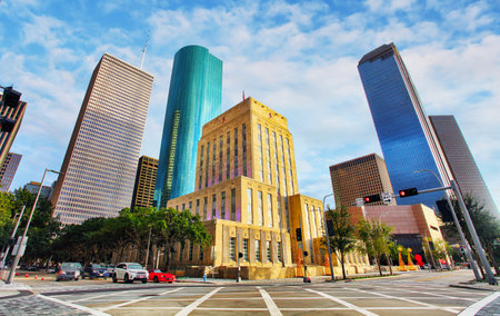 City hall with skyscrapers in Houston city, Texas - USAの写真素材