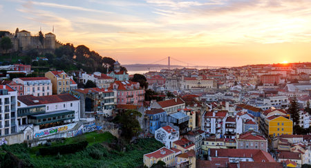 Lisbon - Lisboa cityscape, Portugalの写真素材