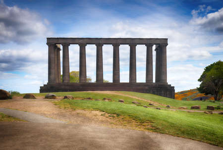 National Monument of Scotland on Calton Hill in Edinburgh, Scotlandの写真素材