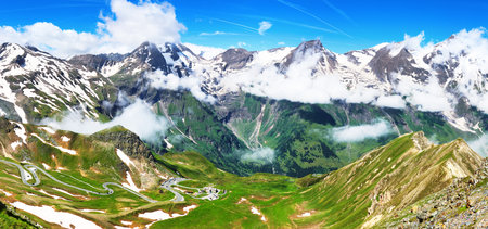 Awesome alpine highlands in sunny day. Scenic image of fairy tale Landscape with Majestic Rock...
