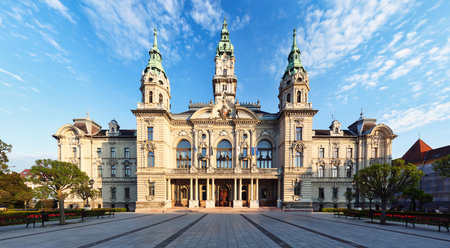 Hungary, Town hall of city Gyorの写真素材