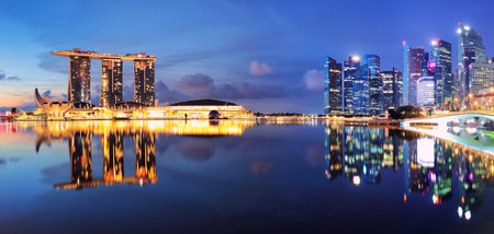 Singapore Marina bay at night, Asiaの写真素材