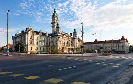 Town hall of the hungarian city Gyor, Hungaryの写真素材