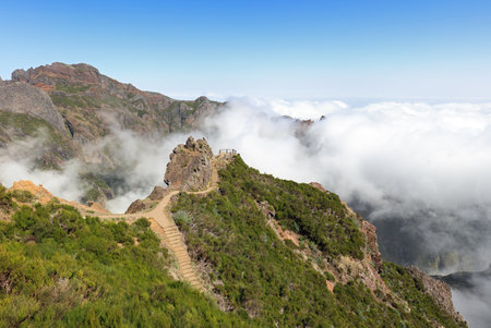 Madeira viewpoint near Pico do Arieiro, Portugalの写真素材