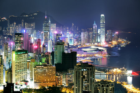 Hong Kong view point sunset on the Braemar Hill Peakの写真素材