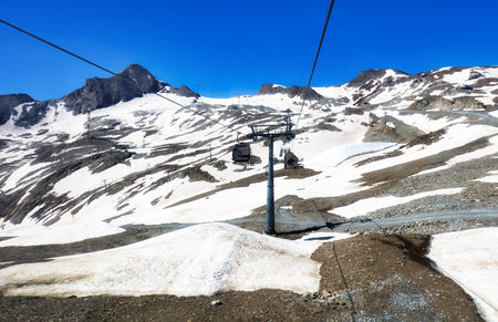 Panorama of ski resort glacier Kitzsteinhorn in Kaprun / Zell am See, Austria Alpsの写真素材