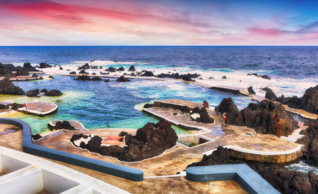 Porto Moniz in Madeira island, Natural swimmig poolsの写真素材