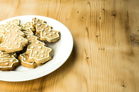 Homemade ginger cookies for Christmas and holidaysの写真素材