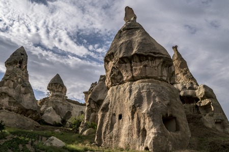 Cave house of Fairy Chimneys rocks mushroom in Pasabag, Monks Valley, Cappadocia, Turkey.の写真素材