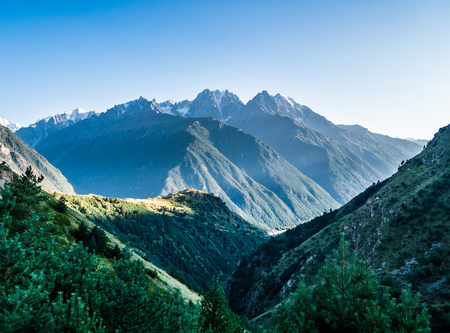 Beautiful Landscape of Caucasus mountain at sunny Day. Elbrus Region, North Caucasus, Russia