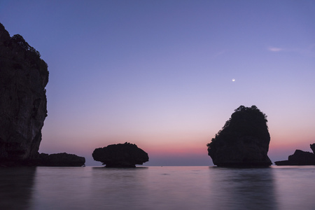 Purple twilight Nui Bay Beach, Phi-Phi, Thailand, Krabi province Andaman sea