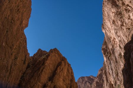 Todra Gorges, Morocco, Africa. Amazing high Rock cliffs against deep blue sky