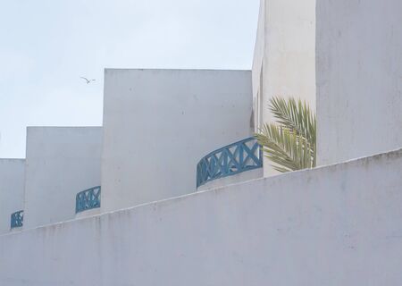 Detail of a white building in Essaouira, Moroccoの写真素材