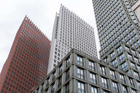 Bottom view of The Hague Downtown Skyscrapersの写真素材