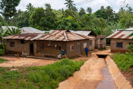 Zanzibar, Tanzania - JANUARY 2020: Black African People in their Usual Lifestyle on Streets of Zanzibar Villageのeditorial素材