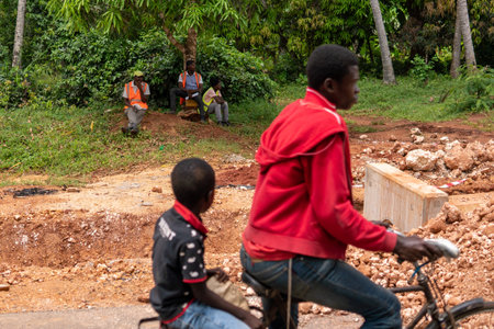 Zanzibar, Tanzania - JANUARY 2020: Regular Life by the roadのeditorial素材