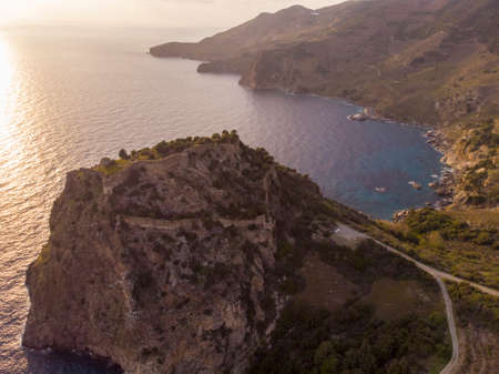 The beautiful Aerial view of ancient city Antiochia ad Cragum near Gazipasa, Antalya, Turkeyの写真素材