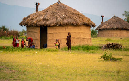 Arusha, Tanzania, January 2020: maasai People in their Village Typical Tribal lifestyleのeditorial素材