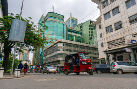 DAR ES SALAAM, TANZANIA - JANUARY 2020: Streets of Dar es Salaam. Tanzania. Eastern Africaのeditorial素材