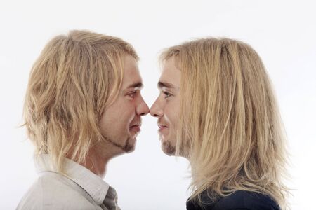 portrait of twin brothersの写真素材