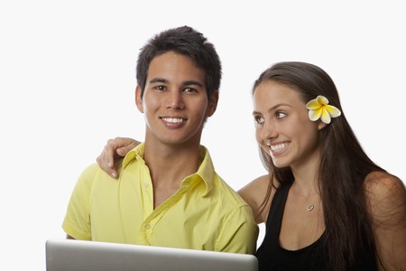 couple with a laptop computerの写真素材