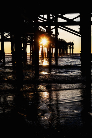crystal pier san diego at sunsetの写真素材