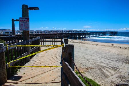 beach closed during coronavirus quarantineの写真素材