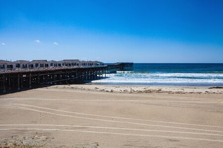 empty san diego beach during coronavirus quarantineの写真素材